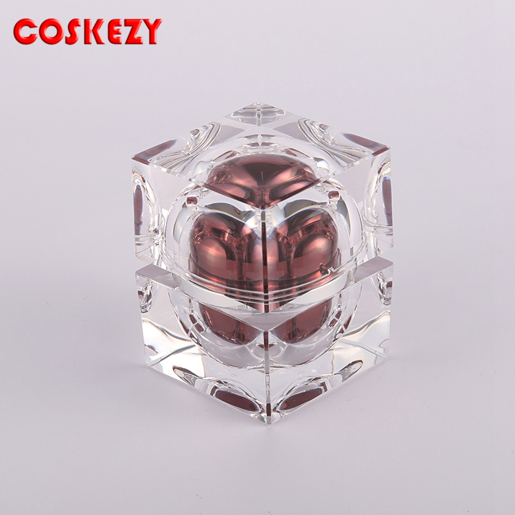 Luxury high quality Triangle acrylic cosmetic cream jars cosmetic plastic cylinder cream cosmetic packaging