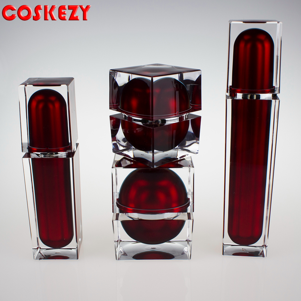Luxury high quality Triangle acrylic cosmetic cream jars cosmetic plastic cylinder cream cosmetic packaging