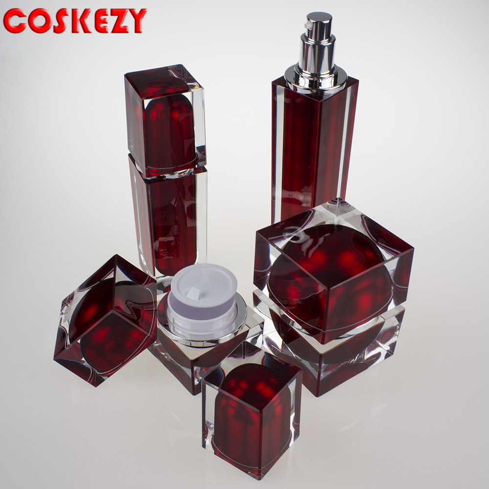 Luxury high quality Triangle acrylic cosmetic cream jars cosmetic plastic cylinder cream cosmetic packaging