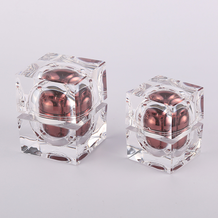 Luxury high quality Triangle acrylic cosmetic cream jars cosmetic plastic cylinder cream cosmetic packaging
