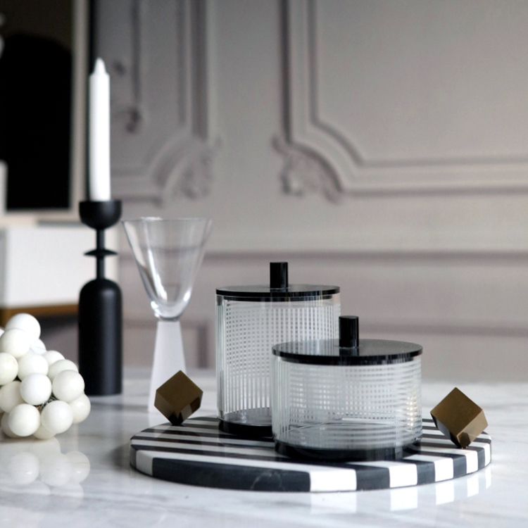 Luxury hotel home decoration tabletop small crystal glass storage jars clear glass bottle