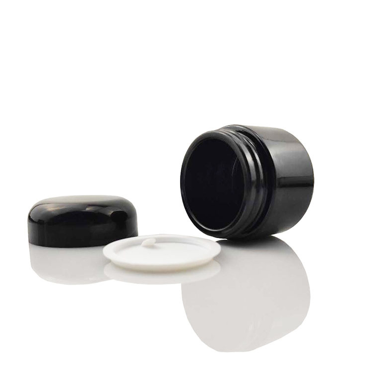 Luxury jars 30g matte black round glass cosmetic jar for cosmetic empty packagings