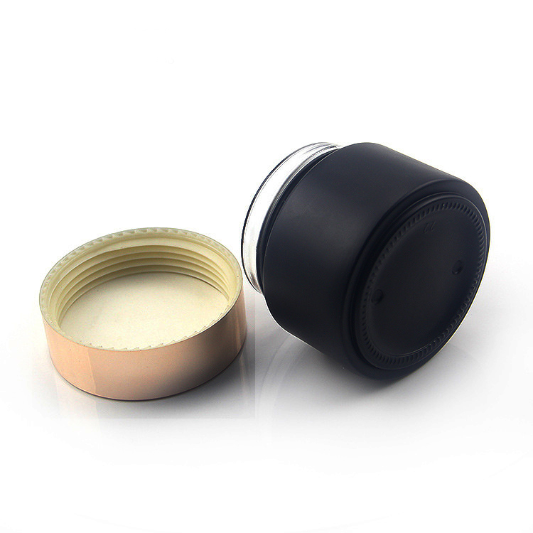 Luxury jars 30g matte black round glass cosmetic jar for cosmetic empty packagings