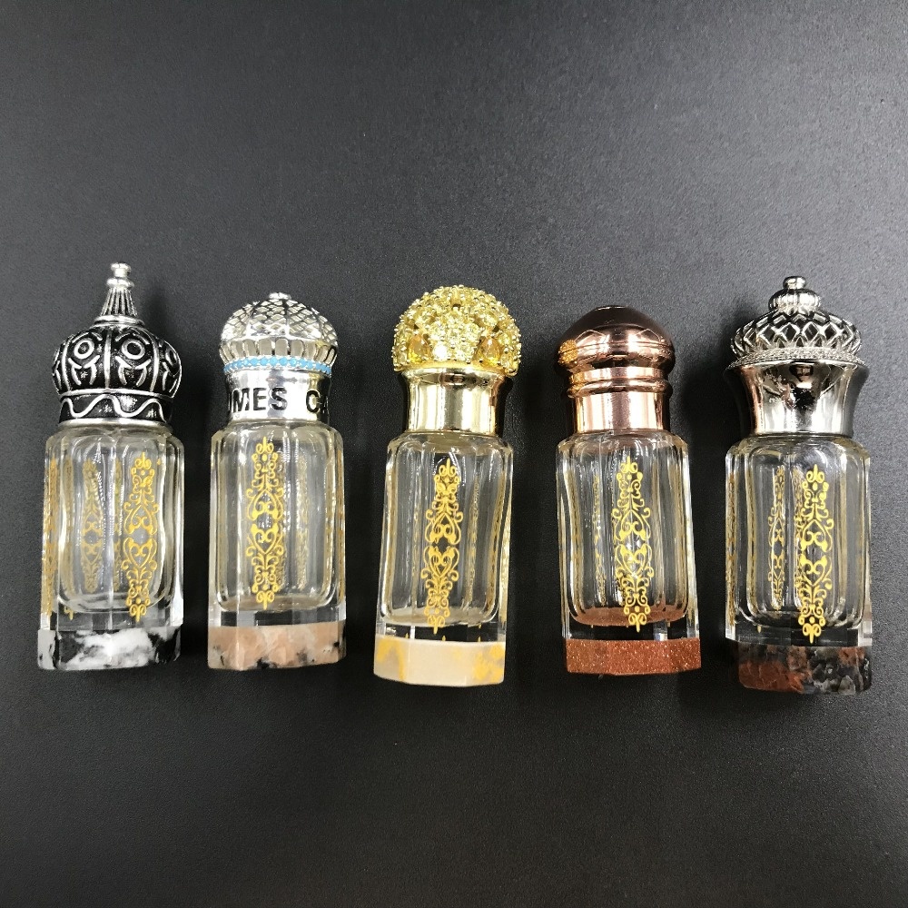 Luxury jewellery cap new design marble bottom toli fancy attar bottle for OUD oil