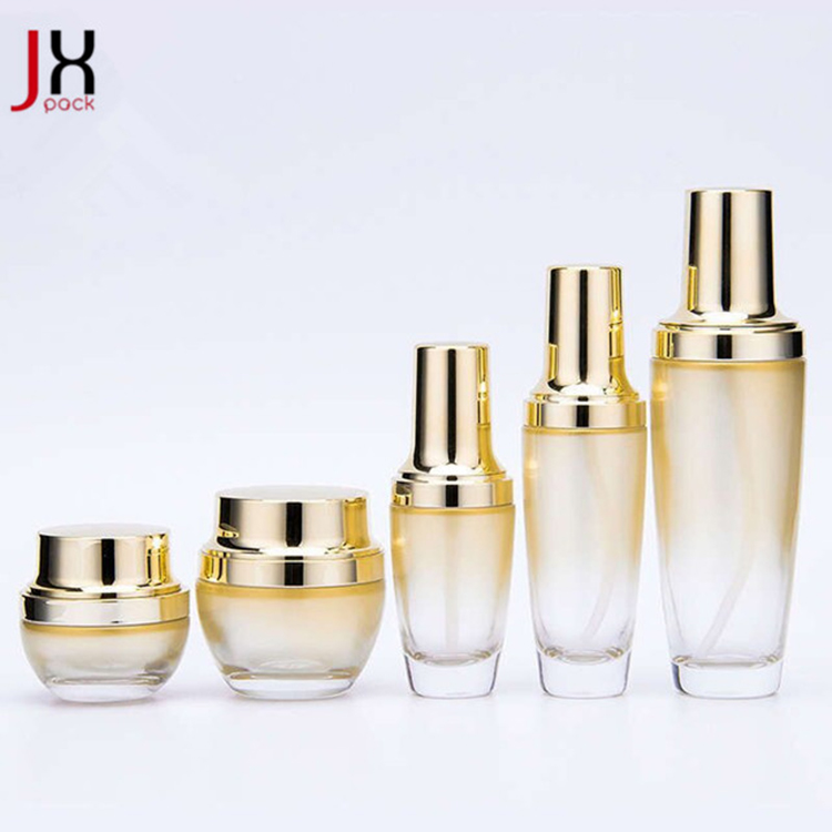 Luxury korea 15ml 20ml 30ml 50ml 110ml 130ml gold empty cosmetics skin care packaging face cream glass bottles and jars