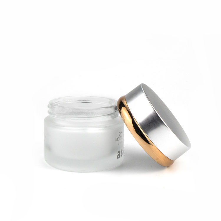 Luxury korea 20ml 30ml 50ml clear frosted wide mouth cosmetic packaging face cream glass packaging jars for body scrub