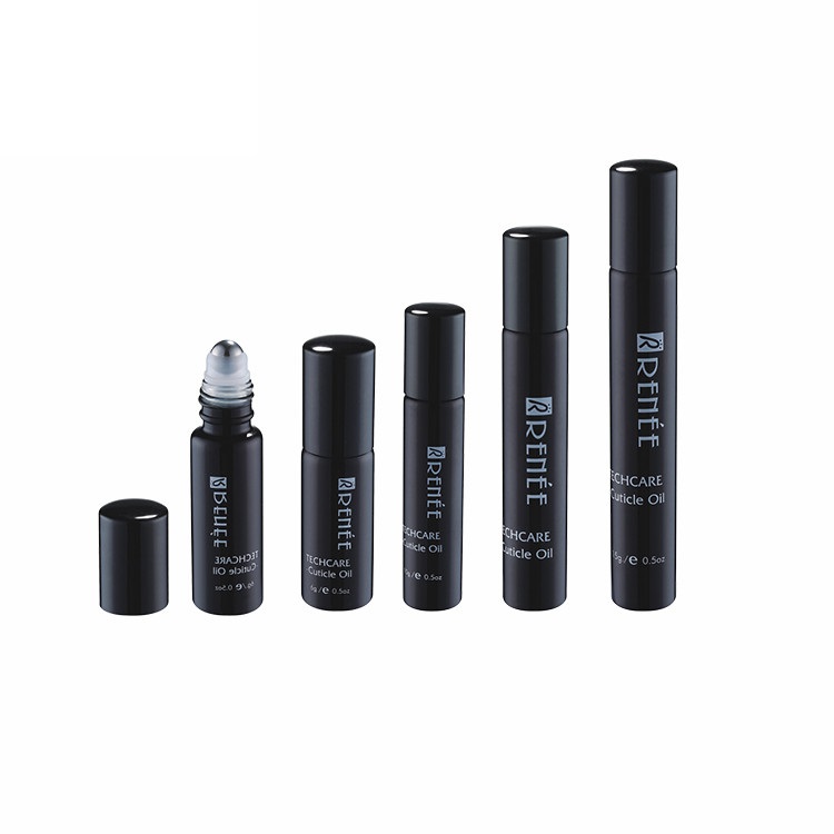 Luxury matte black skin care leak proof glass rollerball bottle metal lid for essential oils