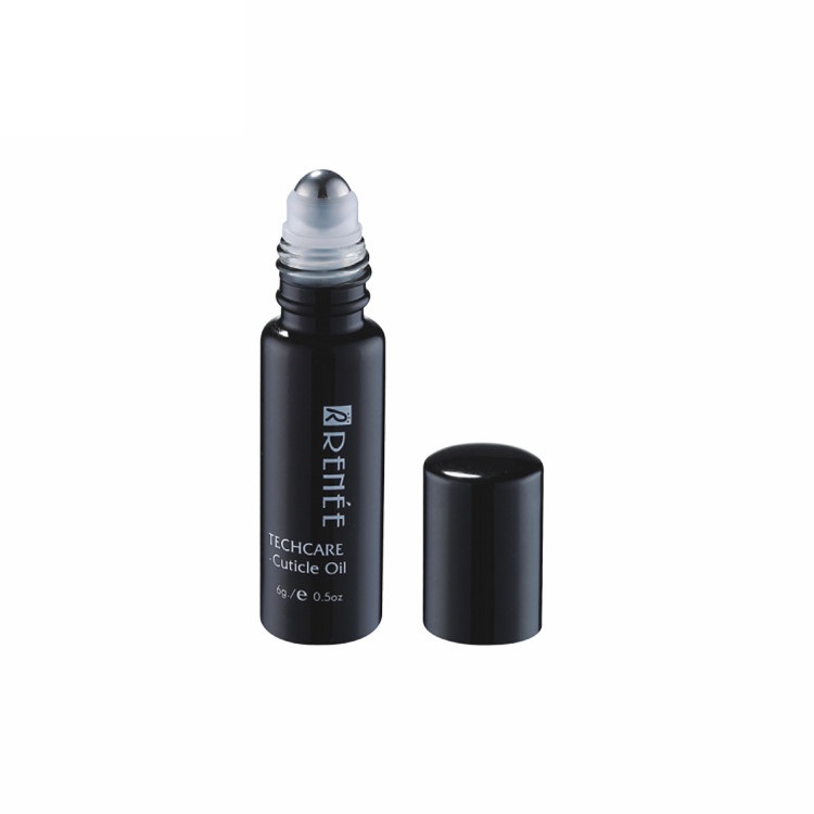 Luxury matte black skin care leak proof glass rollerball bottle metal lid for essential oils