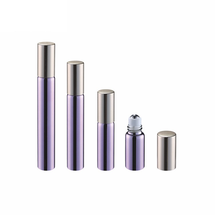 Luxury matte black skin care leak proof glass rollerball bottle metal lid for essential oils