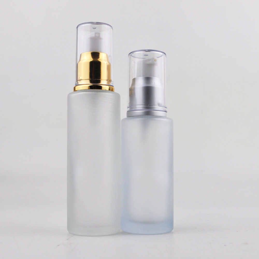 Luxury matte cosmetic lotion pump bottle 30ml 50ml 100ml 150ml glass face mist spray bottles