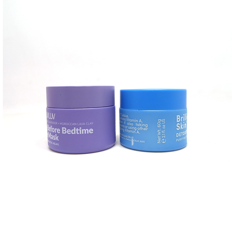 Luxury matte pink purple design opal white porcelain glass body cream cosmetic jars with lid