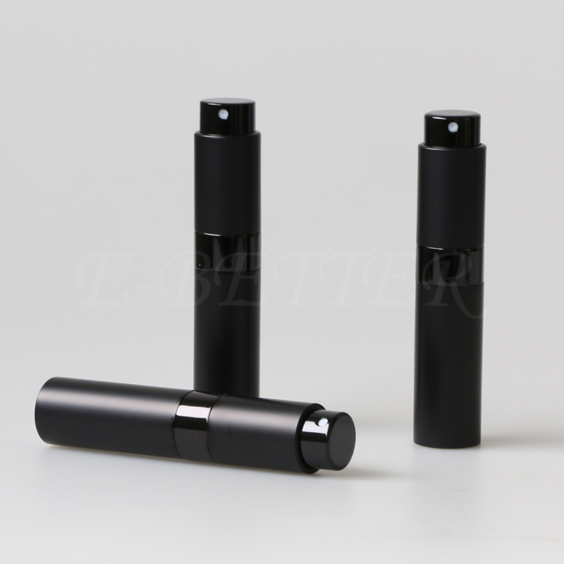 Luxury metal perfume atomizer 8ml 10ml matte black mini perfume spray bottle