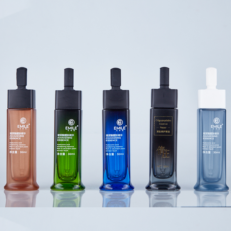 Luxury packaging 30ml empty colorful dropper glass serum bottles