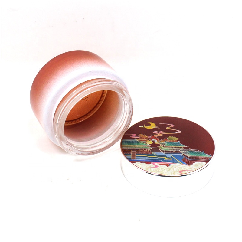 Luxury pink mask packaging skin cream container red cosmetic glass jar 50g with 3D printing logo