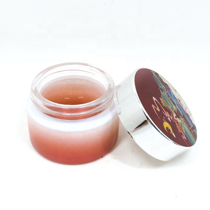 Luxury pink mask packaging skin cream container red cosmetic glass jar 50g with 3D printing logo