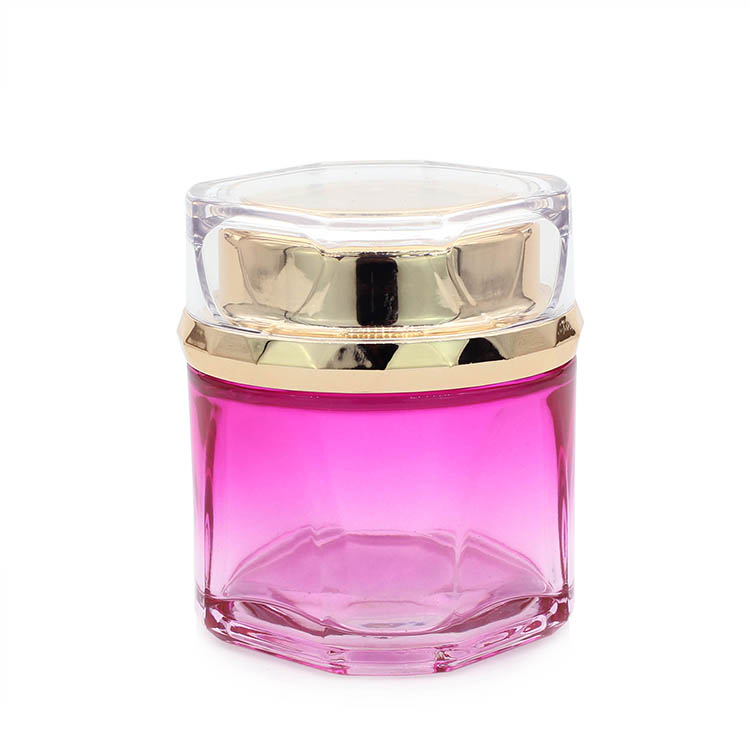 Luxury pink round empty eye cream jar glass cosmetic face cream containers