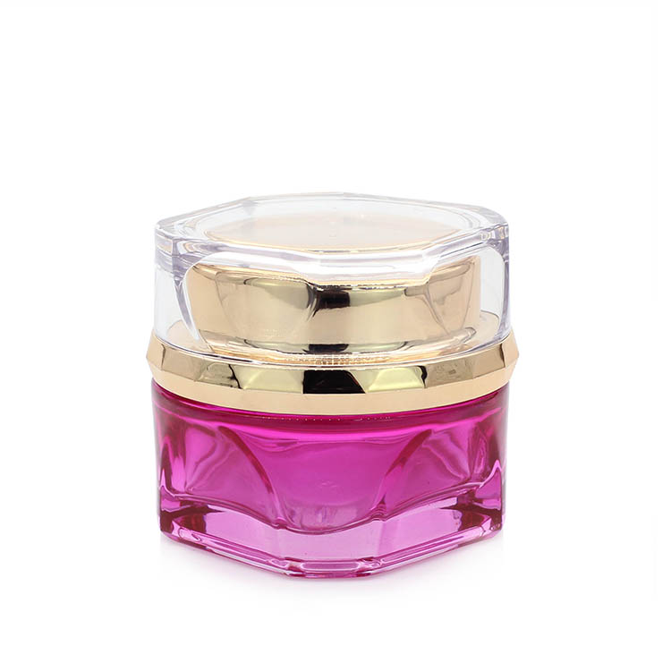 Luxury pink round empty eye cream jar glass cosmetic face cream containers