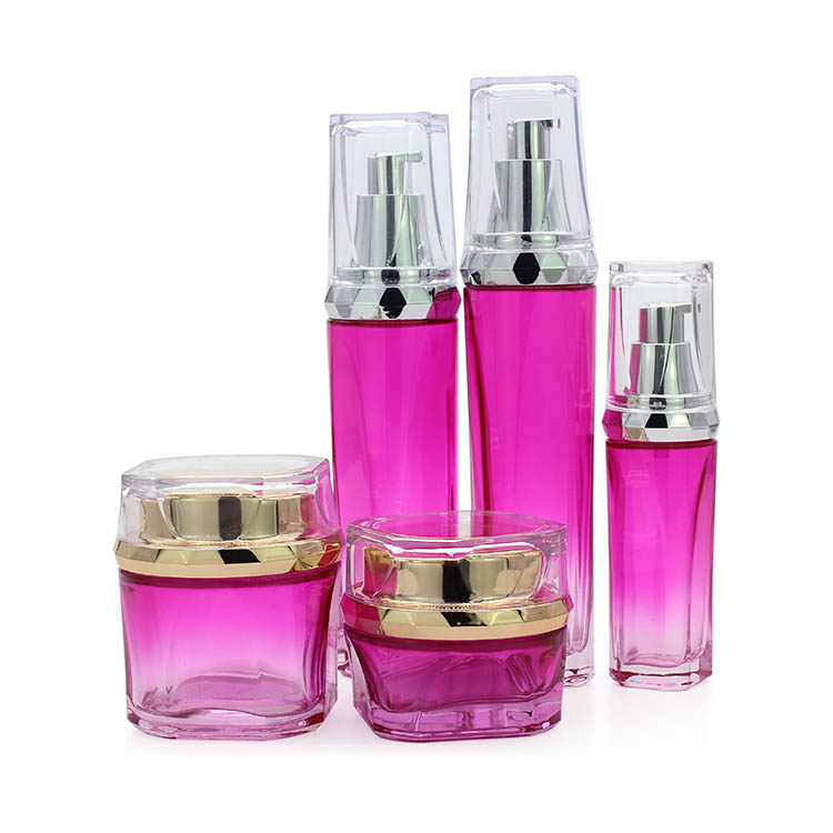 Luxury pink round empty eye cream jar glass cosmetic face cream containers