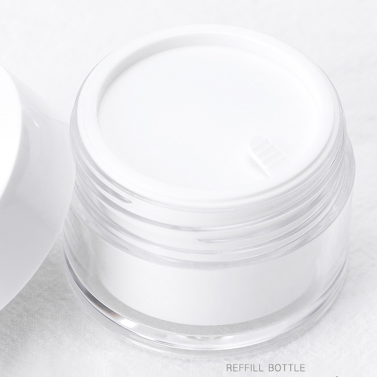 Luxury plastic packaging cream jar cosmetic double wall acrylic cream jar seal with white caps