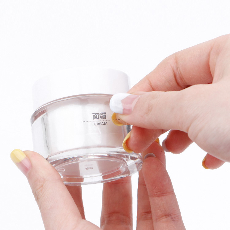 Luxury plastic packaging cream jar cosmetic double wall acrylic cream jar seal with white caps