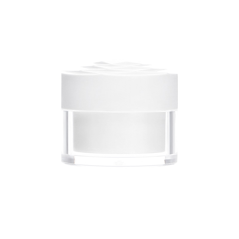 Luxury plastic packaging cream jar cosmetic double wall acrylic cream jar seal with white caps