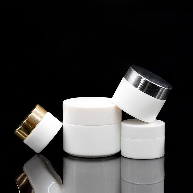 Luxury porcelain jar cosmetic 20ml,30ml,50ml,100ml round opal white ceramic cosmetic cream glass jars beauty jar