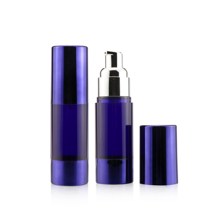 Luxury purple plastic refillable pump bottles AS vacuum cosmetic lotion airless pump bottle