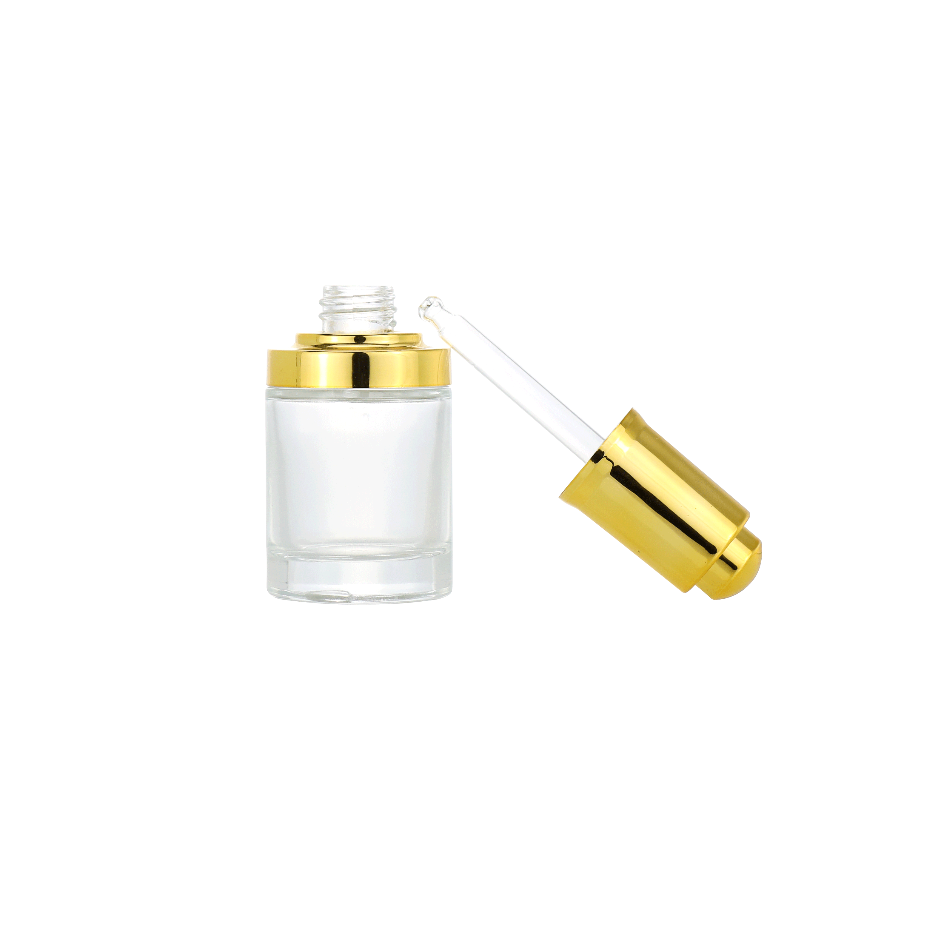 Luxury push button cosmetic serum packaging 15 ml 20 ml 30 ml face eye gold black glass press pump dropper cosmetic serum