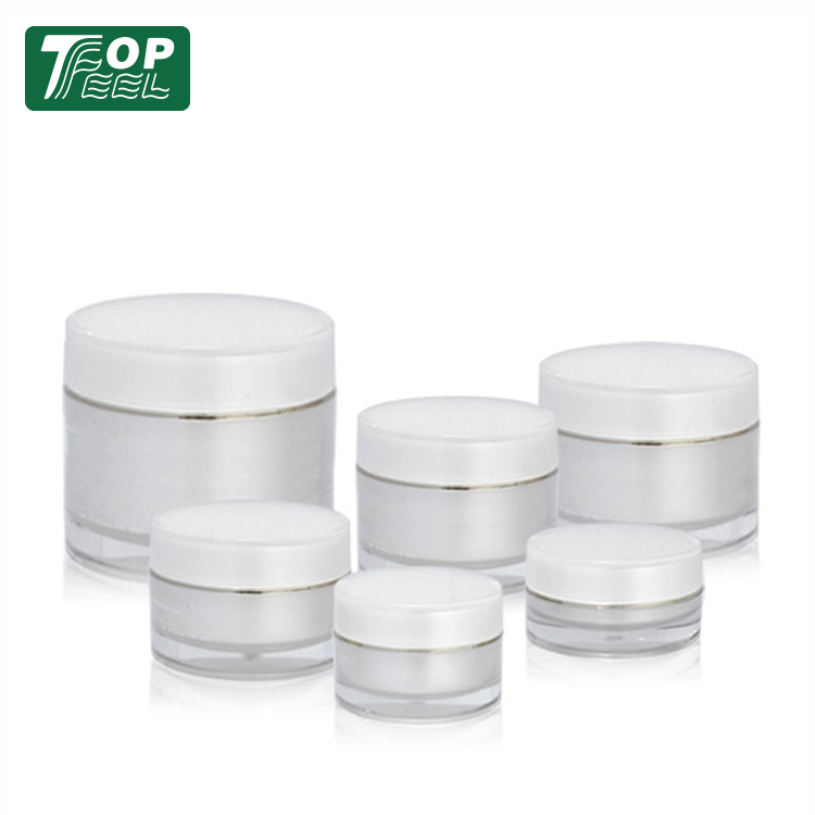 Luxury round clear 15 ml 30ml 50ml 80ml 100ml 200ml double wall packaging acrylic face eye cream cosmetic jar with lid