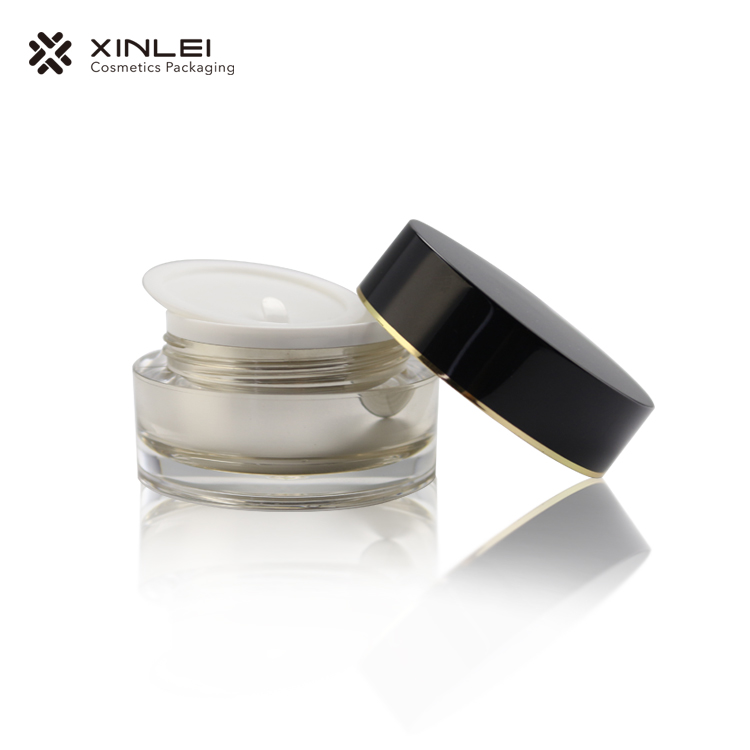 Luxury round shape 15g 30g 50g 100g 200g acrylic plastic cosmetic cream jar eye cream packing jar with inner lid
