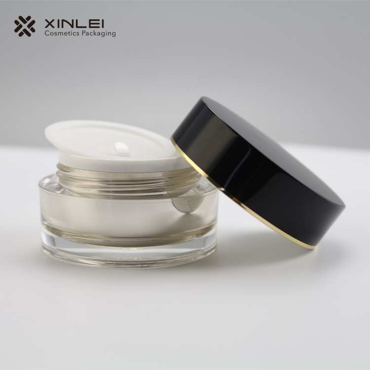 Luxury round shape 15g 30g 50g 100g 200g acrylic plastic cosmetic cream jar eye cream packing jar with inner lid