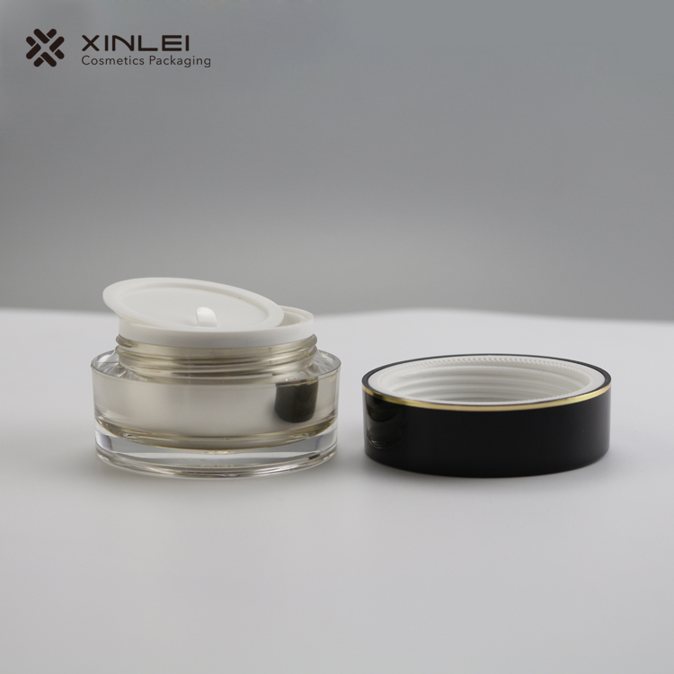 Luxury round shape 15g 30g 50g 100g 200g acrylic plastic cosmetic cream jar eye cream packing jar with inner lid