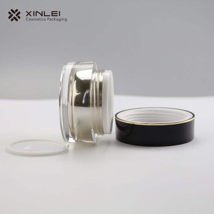 Luxury round shape 15g 30g 50g 100g 200g acrylic plastic cosmetic cream jar eye cream packing jar with inner lid