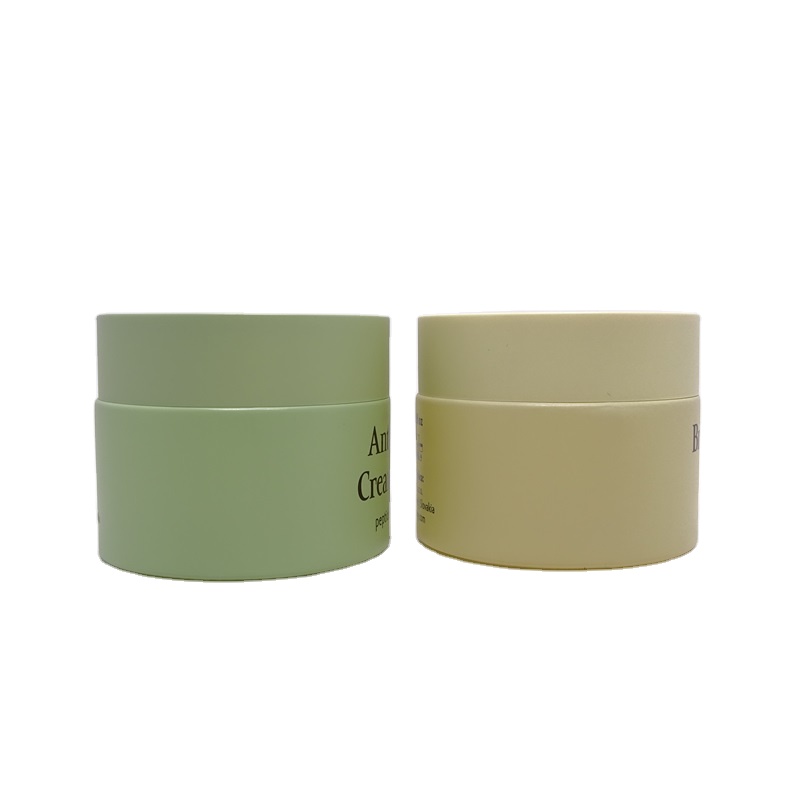 Luxury round wide mouth 50ml 50g 60g 2 oz frosted green yellow opaque painted cream glass cosmetic jar