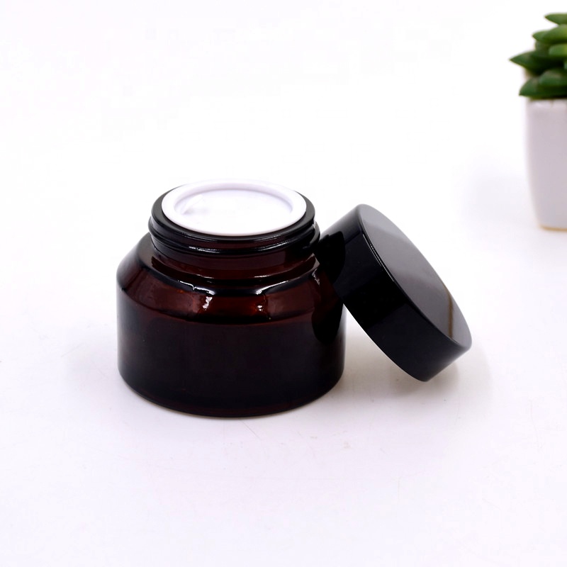 Luxury screw top ABS lid cosmetic facial cream jar 50ml 50g lotion bottle sloping shoulder glass jar bottles new containers