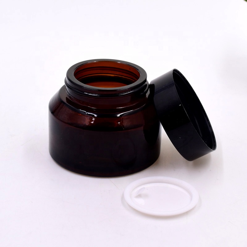 Luxury screw top ABS lid cosmetic facial cream jar 50ml 50g lotion bottle sloping shoulder glass jar bottles new containers