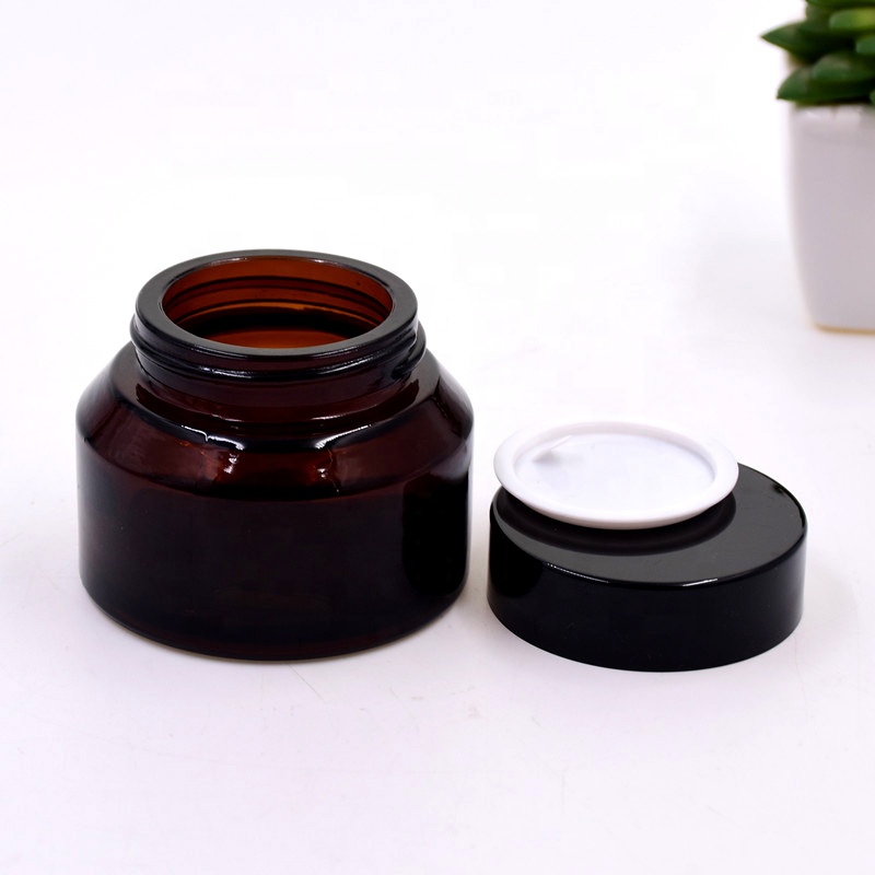 Luxury screw top ABS lid cosmetic facial cream jar 50ml 50g lotion bottle sloping shoulder glass jar bottles new containers