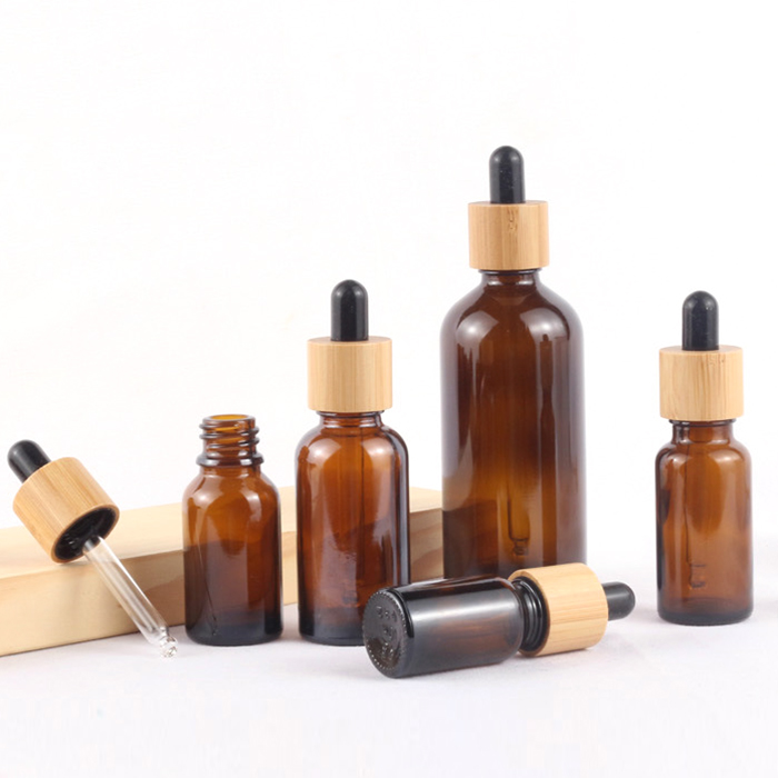 Luxury serum oil bamboo packaging matt black glass essential oil bottle 10ml with tube packaging