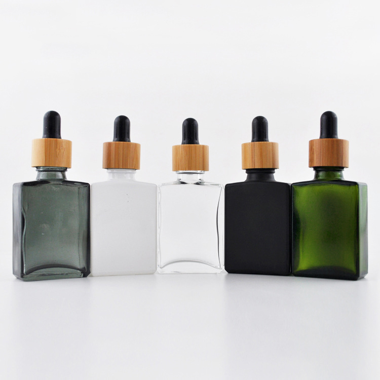 Luxury serum oil bamboo packaging matt black glass essential oil bottle 10ml with tube packaging