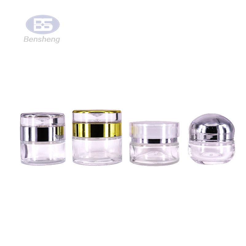 Luxury set frosted clear glass lotion bottle and cream jar cosmetic package