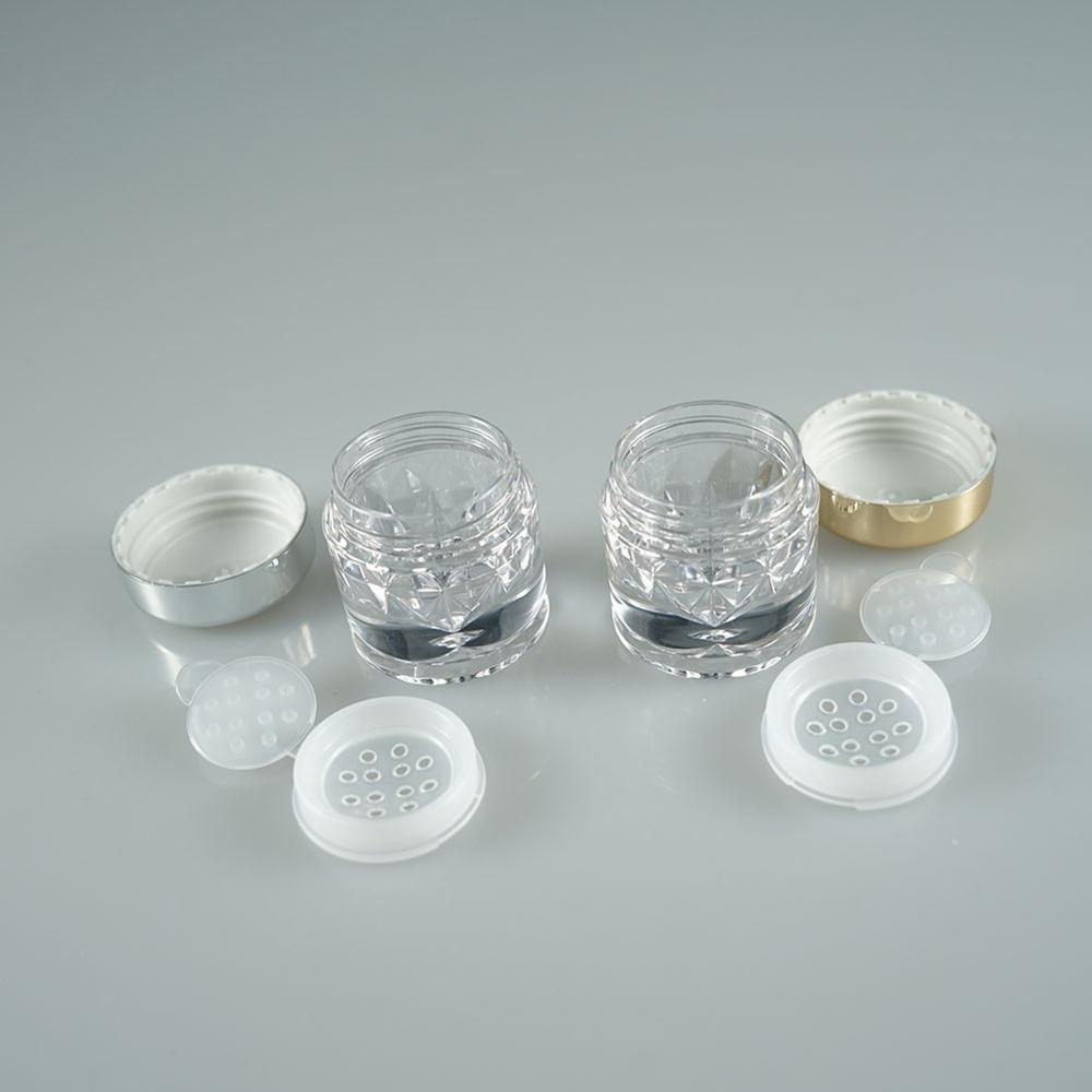 Luxury shape 3g black loose powder jar with sifter,mini cosmetic jar,glitter jar