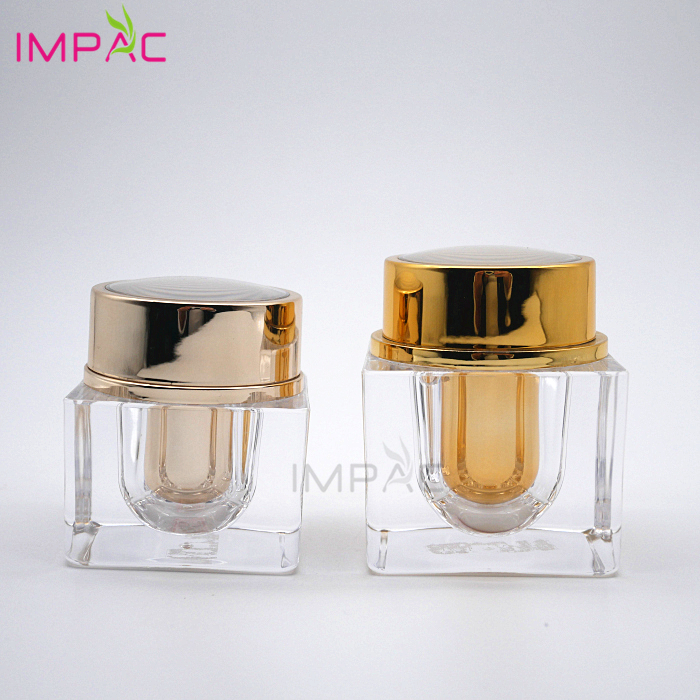 Luxury silver and gold aluminum 15g 30g 50g square cosmetic acrylic cream jar