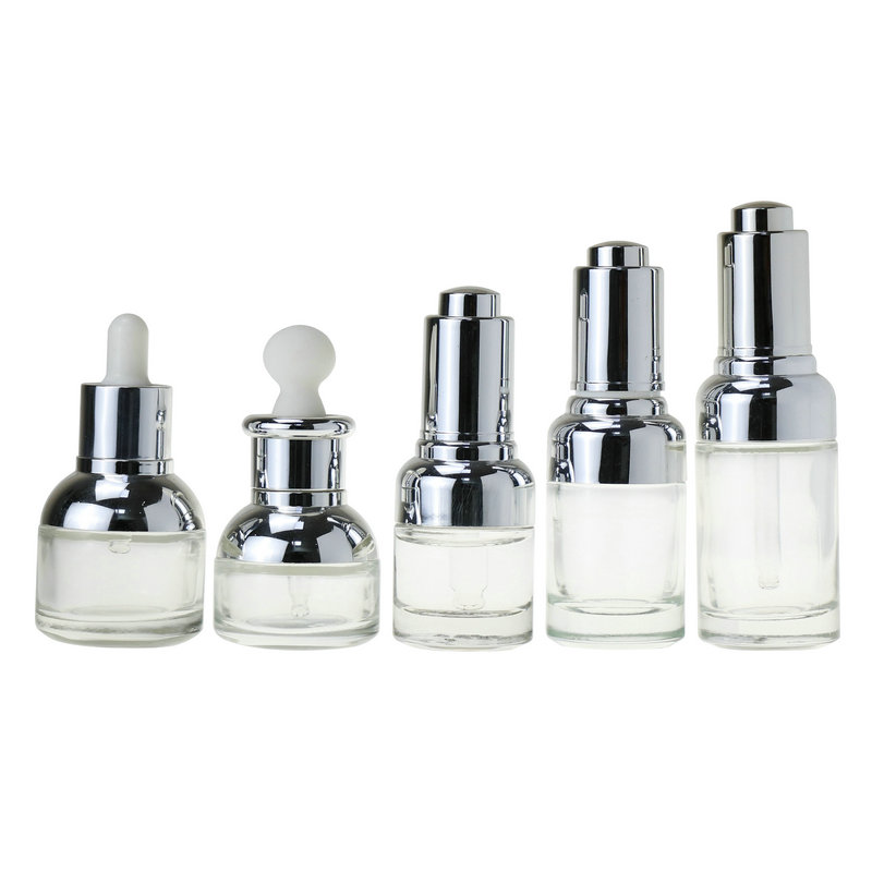 Luxury skin care Gold Essential fragrance oil serum 20ml 30ml 50ml cosmetic dropper glass bottle with silver gold dropper