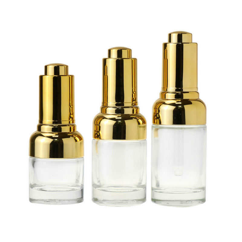 Luxury skin care Gold Essential fragrance oil serum 20ml 30ml 50ml cosmetic dropper glass bottle with silver gold dropper