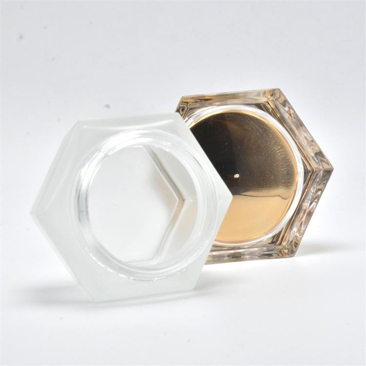 Luxury skin care cream and lotion container 20g 50g 100g gold square cap glass cosmetic jar