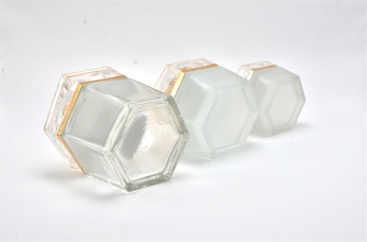 Luxury skin care cream and lotion container 20g 50g 100g gold square cap glass cosmetic jar
