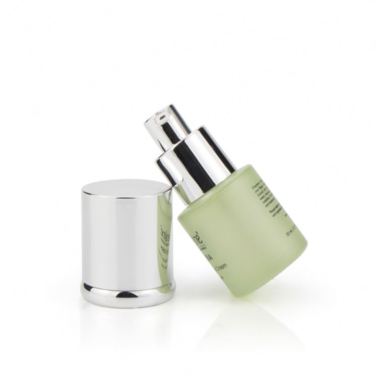 Luxury skin care facial 30ml 50ml frosted matte green glass bottle cosmetic bottle with electroplate lotion pump for serum