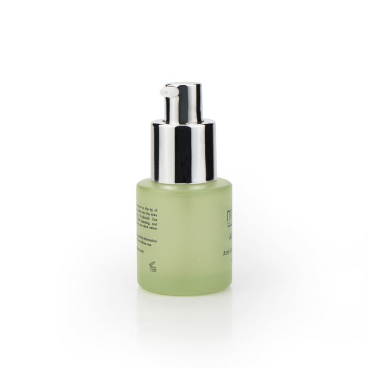 Luxury skin care facial 30ml 50ml frosted matte green glass bottle cosmetic bottle with electroplate lotion pump for serum