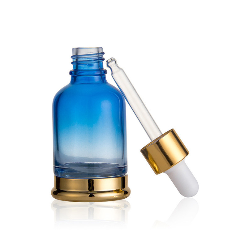 Luxury skincare 30ml glass gradient colour 1oz serum bottle with dropper