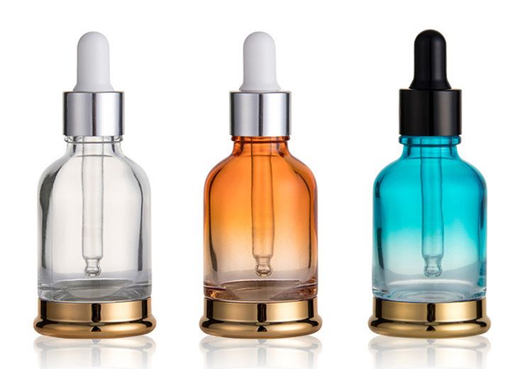 Luxury skincare 30ml glass gradient colour 1oz serum bottle with dropper
